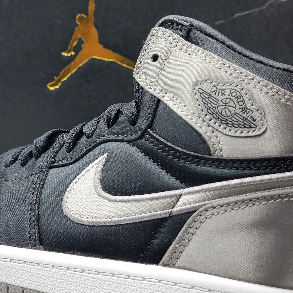 NIB!! NWT!! Air Jordan High-Top Sneakers‎ in Black and Gray Satin Finish SIZE 1Y
